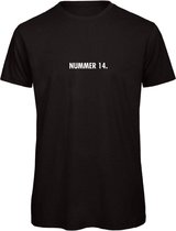 T-shirt Zwart M - nummer 14 - wit - soBAD. | T-shirt unisex | T-shirt man | T-shirt dames | Voetbalheld | Voetbal | Legende