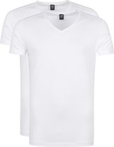 Suitable - T-shirt Vitasu 2-Pack V-Hals Wit - S - Slim-fit