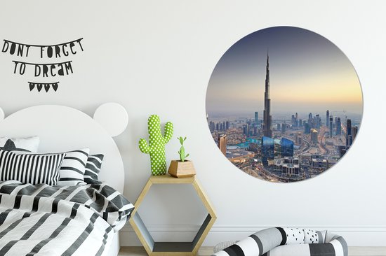 WallCircle - Wandcirkel ⌀ 150 - Burj Khalifa - Skyline - Dubai - Ronde schilderijen woonkamer - Wandbord rond - Muurdecoratie cirkel - Kamer decoratie binnen - Wanddecoratie muurcirkel - Woonaccessoires