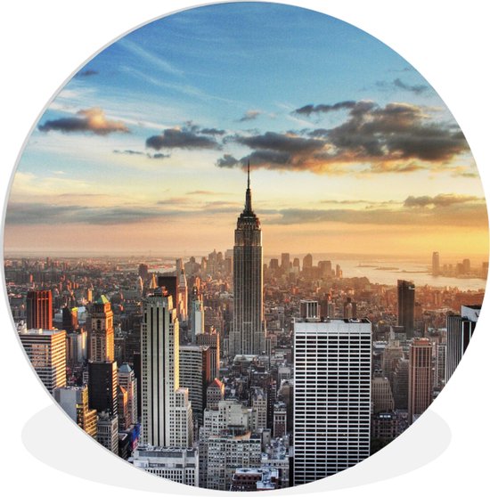 WallCircle - Wandcirkel ⌀ 30 - New York - Amerika - Empire State Building - Ronde schilderijen woonkamer - Wandbord rond - Muurdecoratie cirkel - Kamer decoratie binnen - Wanddecoratie muurcirkel - Woonaccessoires