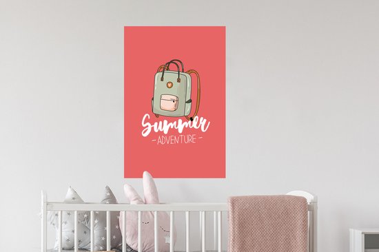 Stickers muraux - Été - Valise - Grijs - 40x60 cm - Feuille adhésive