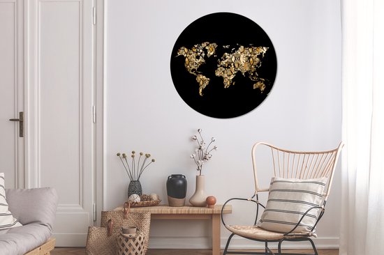 Papier peint Circle - Carte - Monde - Serpent - Design - 100x100 cm - Wall Circle XXL
