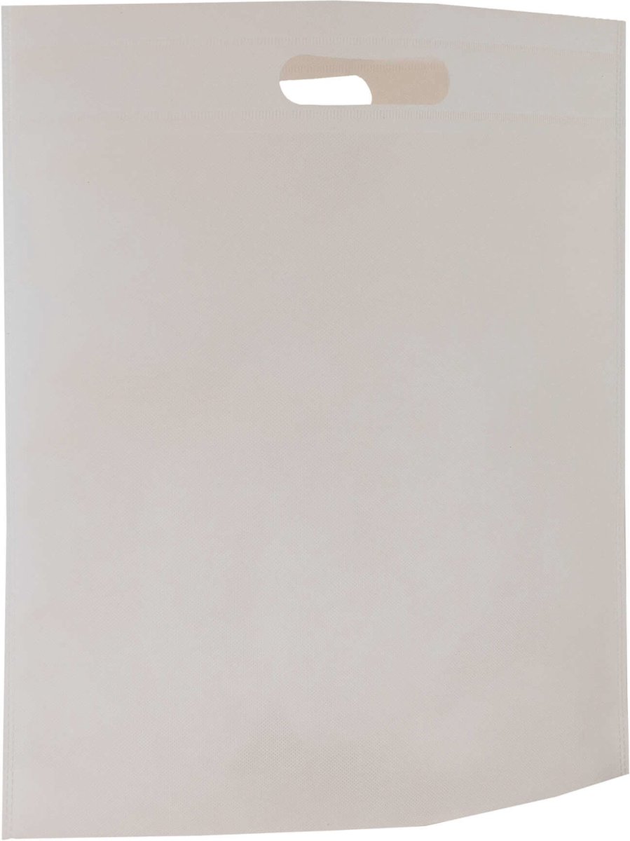 10x non woven tassen Wit - Uitgestanst handvat