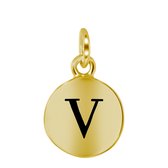 Zilveren hanger alfabet goldplated - V