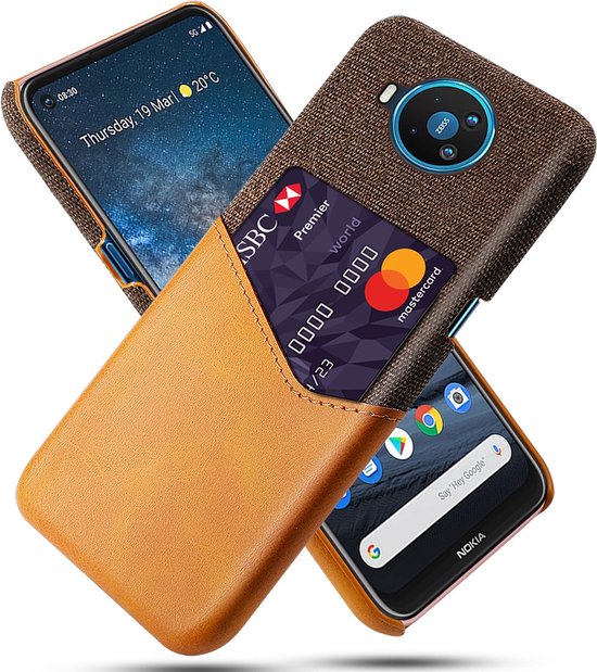 Nokia 8.3 hoesje - Lederen hardcase met vakje voor pasje - Bruin - GSM Hoesje - Telefoonhoesje Geschikt Voor Nokia 8.3