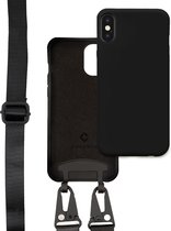 Coverzs Silicone case met dik koord geschikt voor Apple iPhone X/Xs - zwart