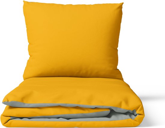 Charm & Co Dubbelzijdig Geel Grijs - Dekbedovertrek - Lits-jumeaux - 240 x 200/220 van Merkloos — afbeelding 3