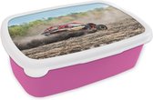 Broodtrommel Roze - Lunchbox - Brooddoos - Quad - Race - Zand - 18x12x6 cm - Kinderen - Meisje