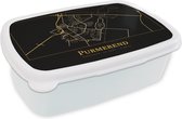 Broodtrommel Wit - Lunchbox - Brooddoos - Kaart - Purmerend - Minimalisme - Goud - Zwart - 18x12x6 cm - Volwassenen