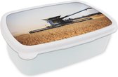 Broodtrommel Wit - Lunchbox - Brooddoos - Tractor - Boerderij - Maaidorser - 18x12x6 cm - Volwassenen