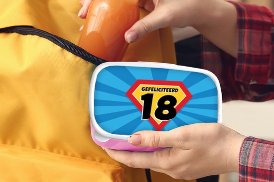 Boîte à pain Rose - Boîte à lunch - Boîte à pain - Anniversaire - 18 ans - Fête - 18x12x6 cm - Enfants - Fille