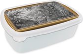 Broodtrommel Wit - Lunchbox - Brooddoos - Kunstwerk - Oude meesters - Lijsten - Goud - 18x12x6 cm - Volwassenen