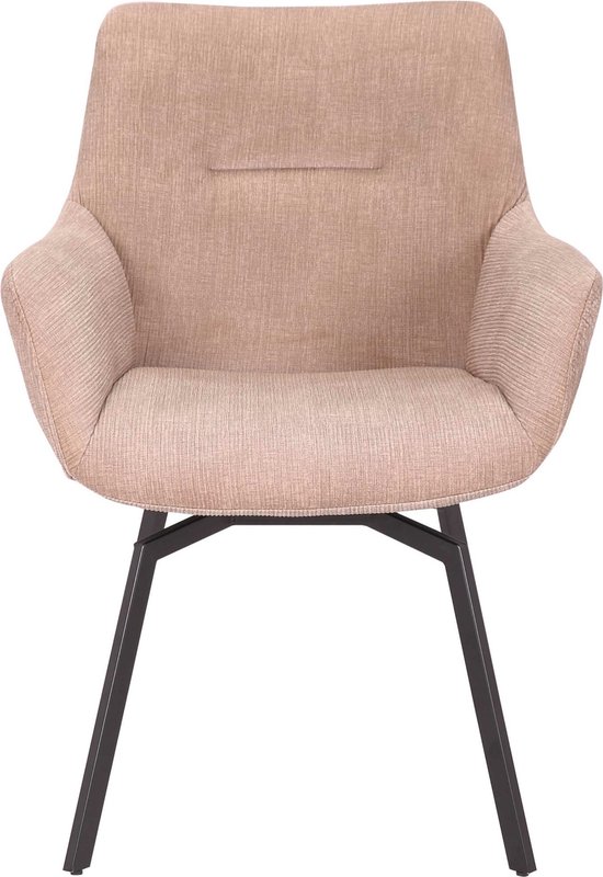 Stoel Denise Creme Fluweel Draaibaar Zithoogte 45 cm Zitdiepte 44 cm Met... bol