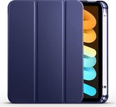 Shop4 - Geschikt voor iPad mini (2021) Hoes - Smart Book Case met Pencilhouder Donker Blauw