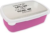 Broodtrommel Roze - Lunchbox Zomer - Zee - Zwart - Brooddoos 18x12x6 cm - Brood lunch box - Broodtrommels voor kinderen en volwassenen