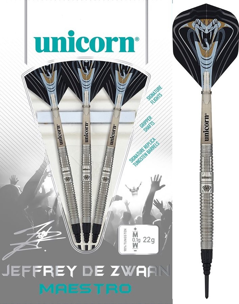 Unicorn Maestro Jeffrey de Zwaan 90% Soft Tip - Dartpijlen - 22 Gram