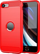 Apple iPhone 7 Hoesje - Mobigear - Brushed Slim Serie - TPU Backcover - Rood - Hoesje Geschikt Voor Apple iPhone 7