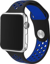 Mobigear Active Siliconen Bandje Geschikt voor Apple Watch Series 6 (44mm) - Zwart / Blauw