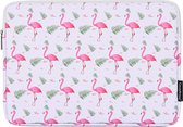 Laptophoes 15.6 Inch GV - Hoes Geschikt voor o.a MacBook 2021 16 Inch - Laptop Sleeve - Case - Flamingo wit