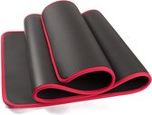Yogamat met antislip laag - Extra dik :1 cm - Zwart-rood - Fitnessmatje - Sportmat - Thuisfitness