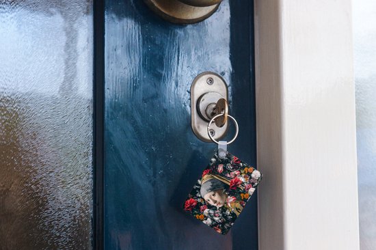 Porte-clés - Fille à la boucle d'oreille en perle - Fleurs - Johannes Vermeer - Cadeaux à distribuer - Plastique