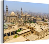 Wanddecoratie Metaal - Aluminium Schilderij Industrieel - Felle zon schijnt over de gebouwen in de Egyptische stad Caïro - 90x60 cm - Dibond - Foto op aluminium - Industriële muurdecoratie - Voor de woonkamer/slaapkamer