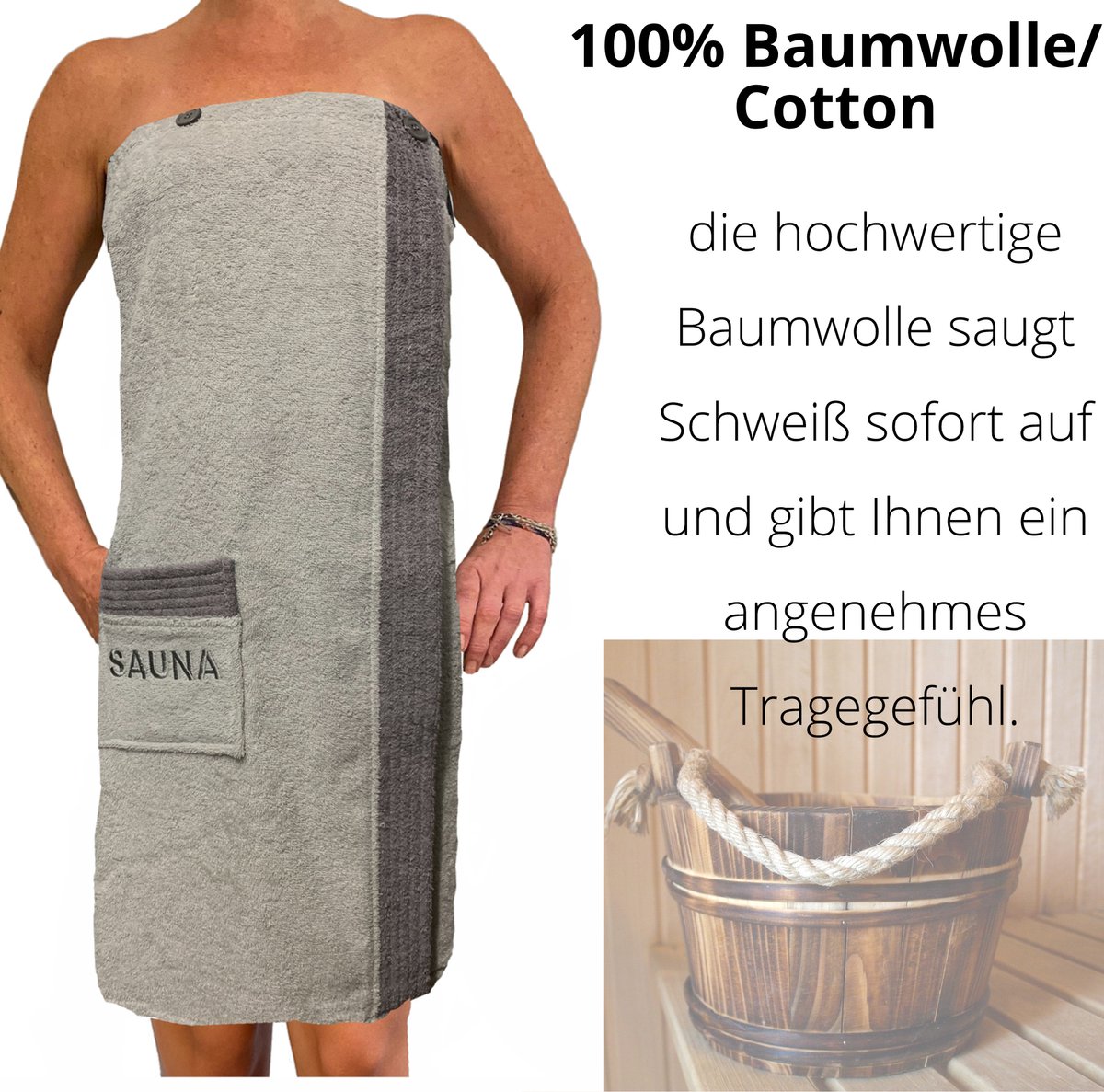 JEMIDI sauna handdoek voor hem - Katoenen saunakilt voor mannen - One size - Donkerblauw