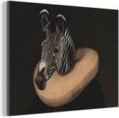 Wanddecoratie Metaal - Aluminium Schilderij Industrieel - Zebra - Schilderij - Oude meesters - 160x120 cm - Dibond - Foto op aluminium - Industriële muurdecoratie - Voor de woonkamer/slaapkamer