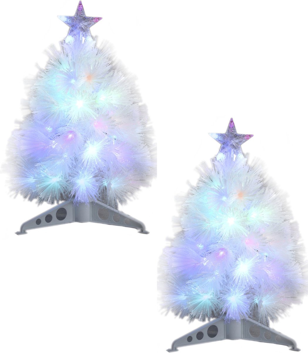 2x pièces sapins de Noël en fibre optique/sapins de Noël artificiels blancs avec  bol.com