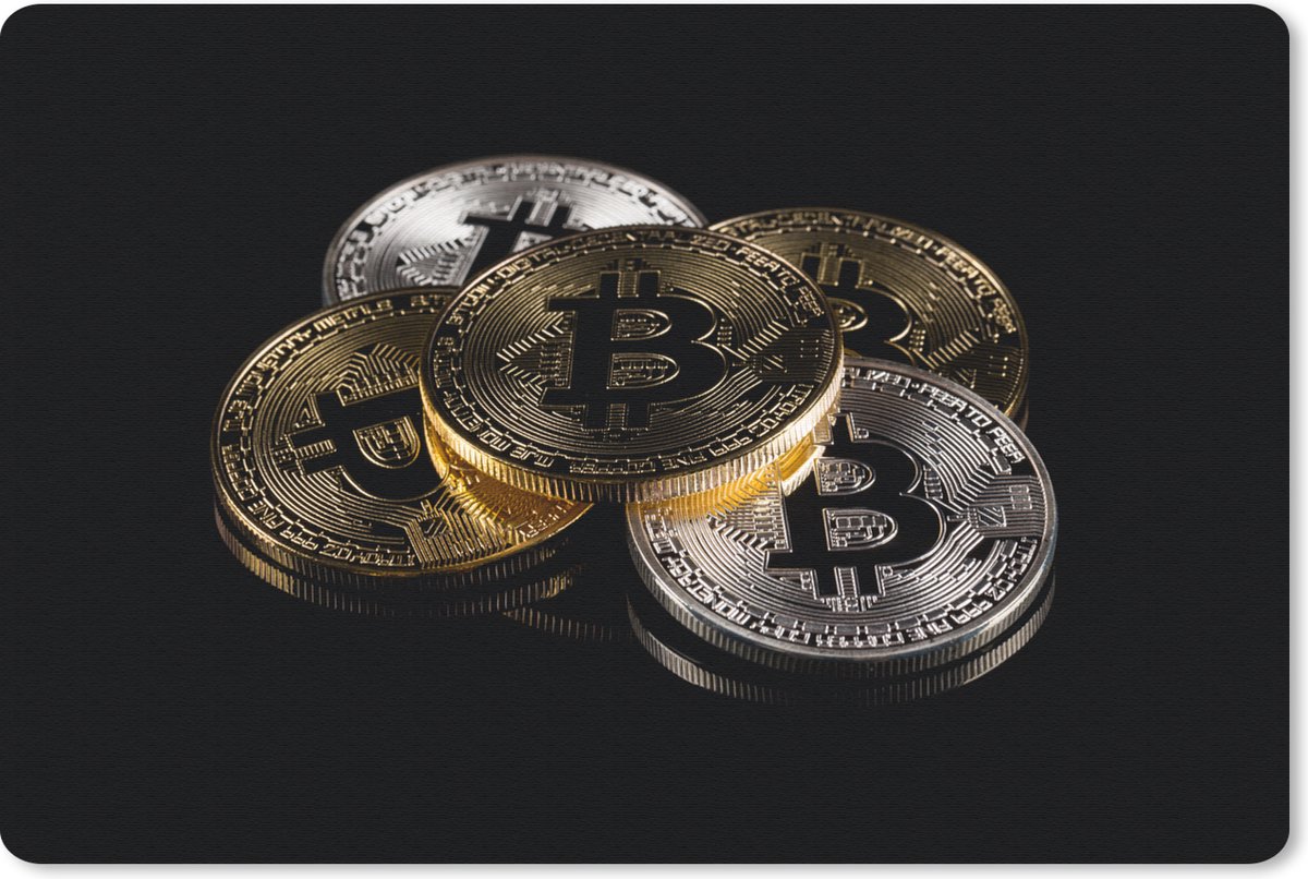 Bureau onderlegger - Muismat - Bureau mat - Fysieke versie Bitcoin-munt - 60x40 cm