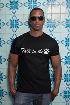 Talk To The Paw T-Shirt, Grappige Hondenpoot T-Shirt Voor Iedereen, T-shirts Voor Hondenliefhebbers, Unisex Zachte Stijl T-Shirt, D001-046B, 3XL, Zwart