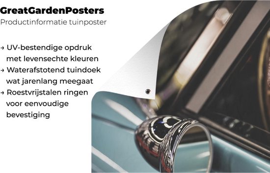 Affiche de jardin - Toile de jardin - Posters de jardin extérieur - Miroir - Voiture - Oldtimer - 80x120 cm - Jardin
