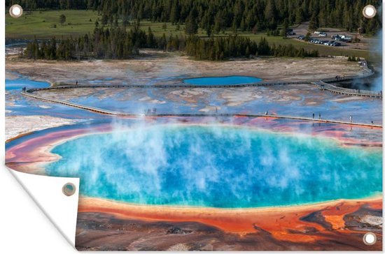 Foto: Tuinposters buiten yellowstone geiser water 90x60 cm tuindoek buitenposter