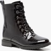 Blue Box dames lak veterboots croco print - Zwart - Maat 40