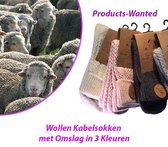 6-Paar Wollen Kabelsokken met Omslag in 3 Kleuren