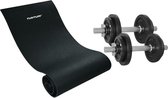 Tunturi - Fitness Set - Halterset 20 kg incl 2 Dumbbellstangen  - Fitnessmat 160 x 60 x 0,7 cm