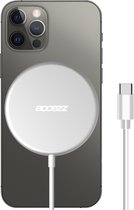 Accezz Draadloze Oplader Apple iPhone - Snellader USB-C to MagSafe inclusief kabel - Fast Charger lader 15W - Zilver