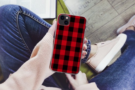 Coque iPhone 13 mini - Plaid - Zwart - Rouge - Coque de téléphone en Siliconen
