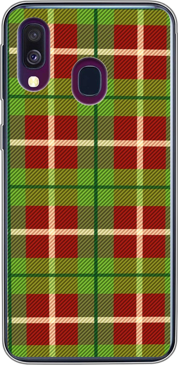 Telefoonhoesje Geschikt voor Samsung Galaxy A40 hoesje - Plaid - Groen - Rood - Patroon - Siliconen Telefoonhoesje Telefoonhoesje