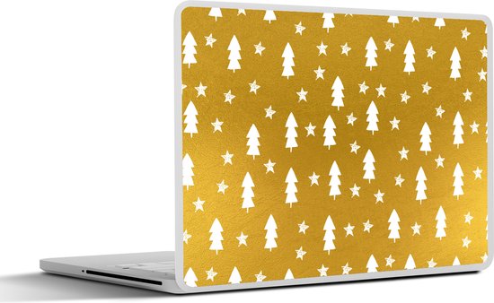 Laptop sticker - 11.6 inch - Sterren - Kerstboom - Goud - 30x21cm - Laptopstickers - Laptop skin - Cover
