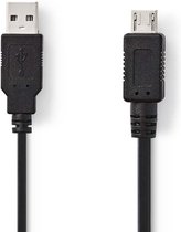 USB-Kabel | USB 2.0 | USB-A Male | USB Micro-A | 480 Mbps | Vernikkeld | 2.00 m | Rond | PVC | Zwart | Polybag