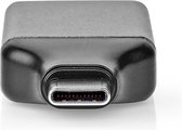 Nedis USB-C Adapter - USB 3.2 Gen 1 - USB-C Male - DisplayPort Female - 4K@60Hz - Rond - Vernikkeld - Grijs / Zwart - Envelop
