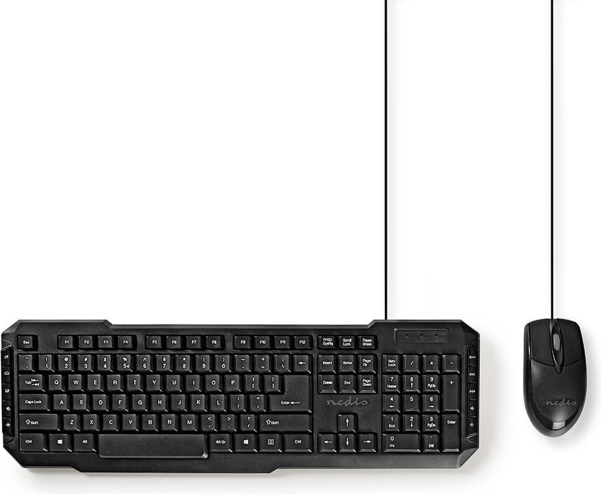 Nedis Muis en Toetsenbord - Set | Bedraad | Muis- en toetsenbordverbinding: USB | 800 dpi | US internationaal | US Internationaal
