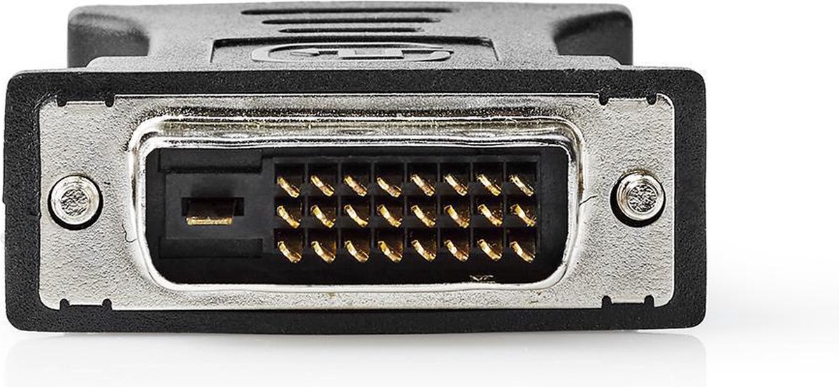 DVI-Adapter - DVI-D 24+1-Pins Male - VGA Female 15p - Vernikkeld - Recht - PVC - Zwart - Polybag