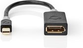 Mini DisplayPort-Kabel | DisplayPort 1.4 | Mini-DisplayPort Male | DisplayPort Female | 48 Gbps | Verguld | 0.20 m | Rond | PVC | Antraciet | Window Box