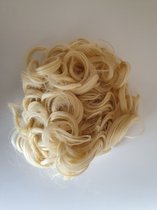 Curly Haar Messy Bun Knot Wit Blond Clip in met Schuifjes diverse kleuren