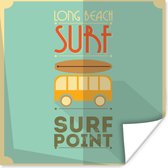 Illustration 'surf point' sur fond vert 75x75 cm