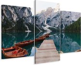 Schilderij  - Lago di Braies in Zuid-Tirol, Italië, 3 luik, premium print