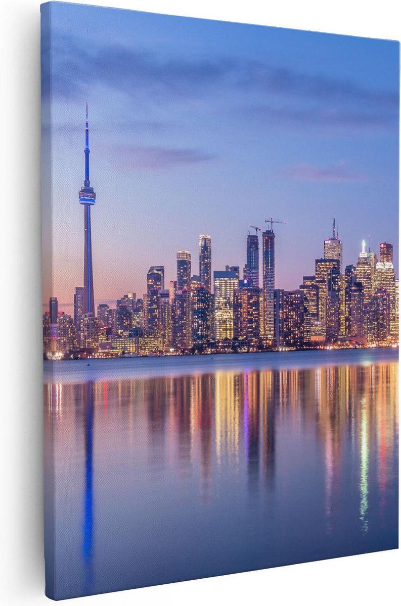 Artaza Canvas Schilderij Skyline - 80x100 cm - Groot - Wanddecoratie Stad - Muurdecoratie