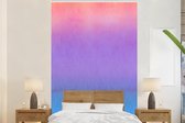 Behang - Fotobehang Waterverf - Paars - Roze - Blauw - Breedte 200 cm x hoogte 300 cm
